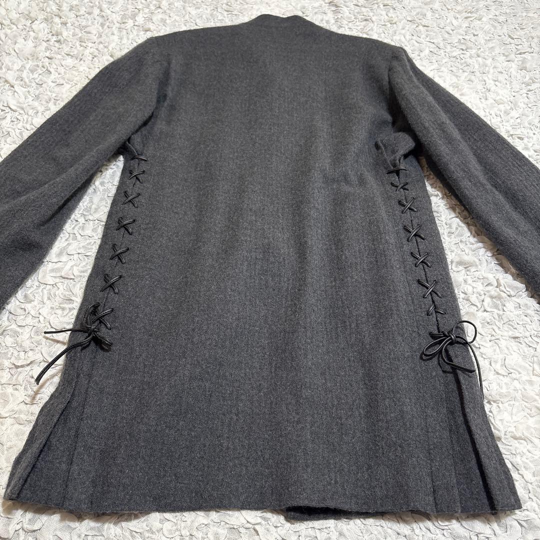 美品　y's レースアップ デザイン スタンドカラー チェスター コート ウール