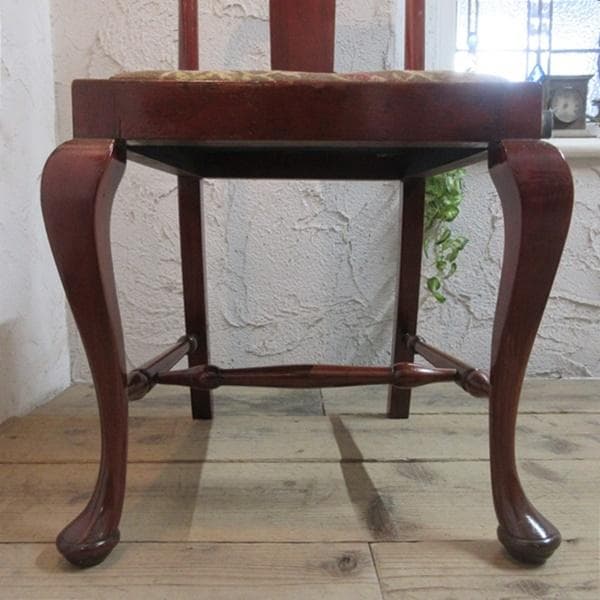 イギリス アンティーク 家具 クイーンアンチェア 猫脚 椅子 英国 4635d