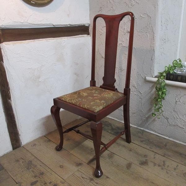 イギリス アンティーク 家具 クイーンアンチェア 猫脚 椅子 英国 4635d