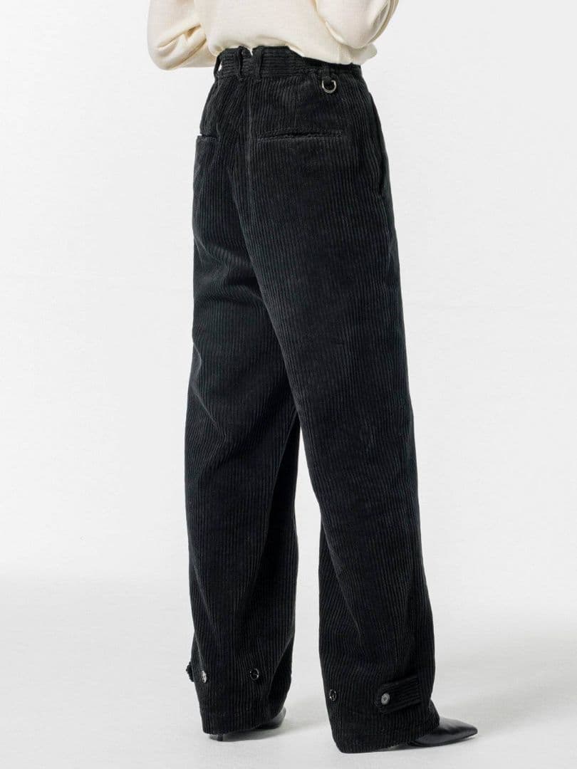 TEECHI (ティーチ)　コーデュロイ ワイドパンツ 黒　グルービーパンツ