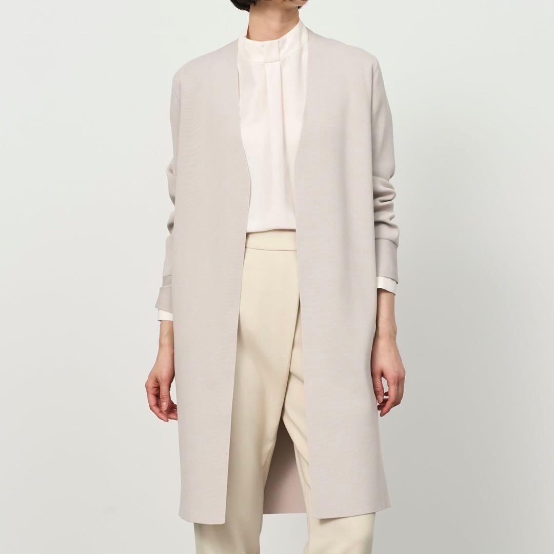 【新品タグ付】ソージュ　ロングニットジャケット　ライトグレー　ロング丈