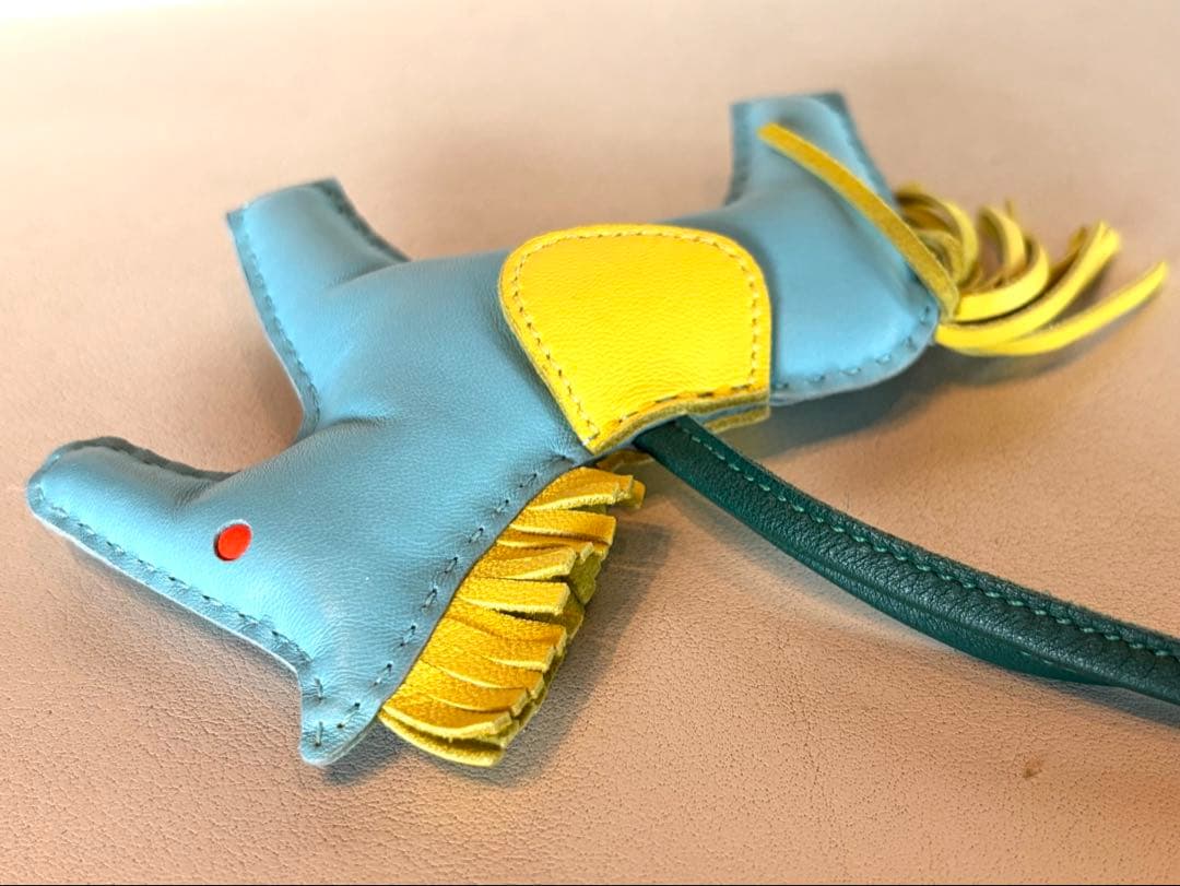 【美品】 HERMÈSロデオMM バッグチャーム アニョーミロ ブルー×イエロー