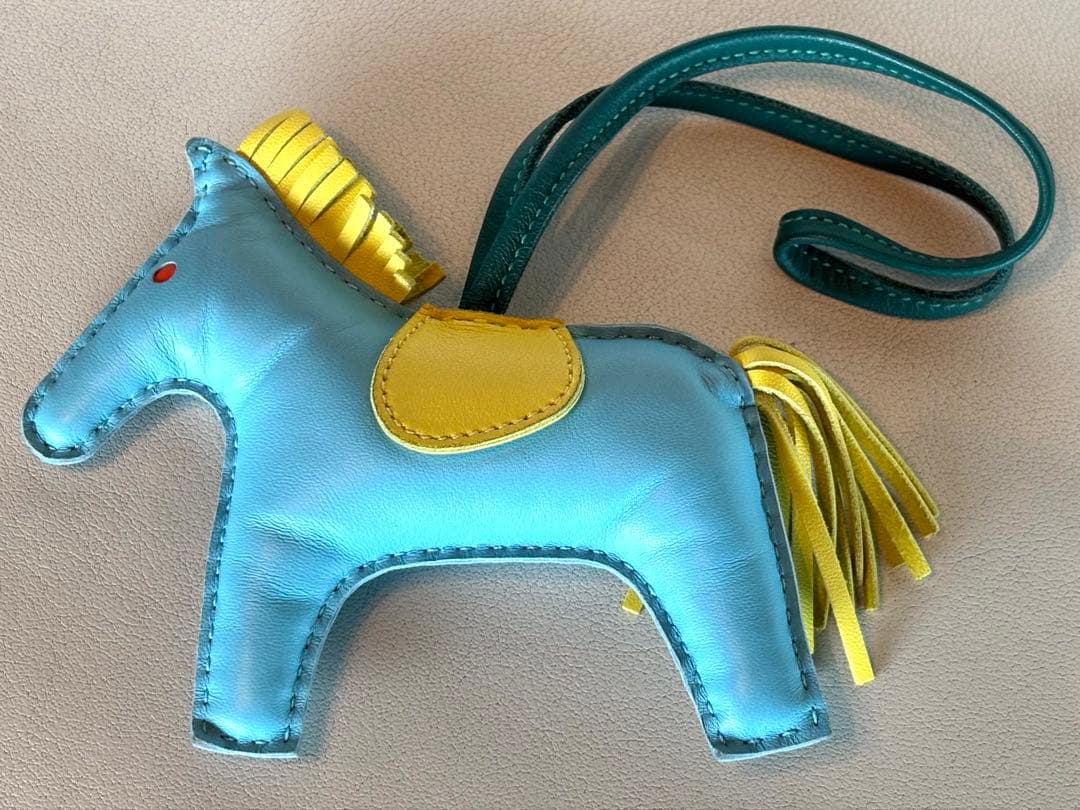 【美品】 HERMÈSロデオMM バッグチャーム アニョーミロ ブルー×イエロー