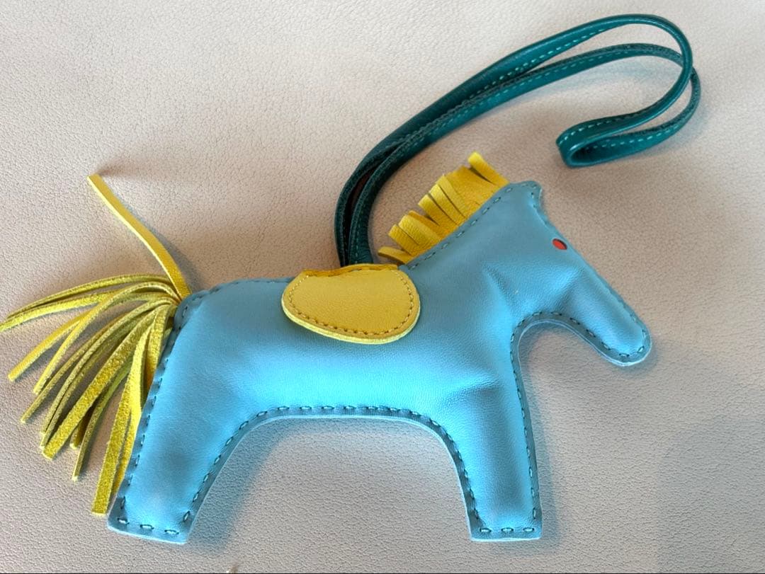 【美品】 HERMÈSロデオMM バッグチャーム アニョーミロ ブルー×イエロー