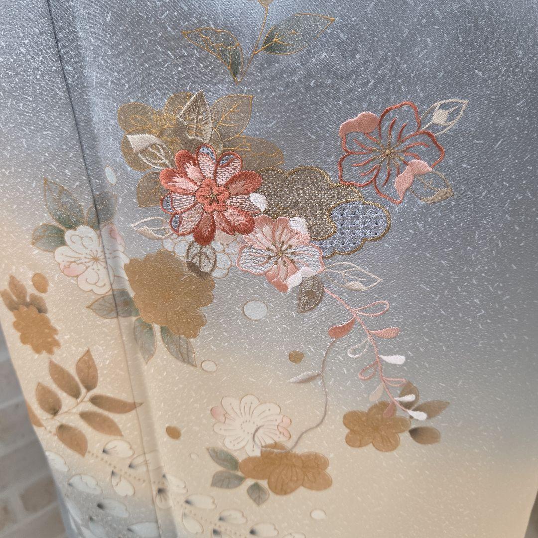 スワトウ刺繍、辻ケ花文様訪問着4点フルセット、着物、袋帯、帯締め、帯揚げ