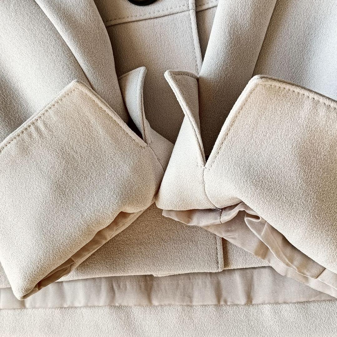 【タエアシダ】ノーカラージャケット М ペプラム ライトベージュ