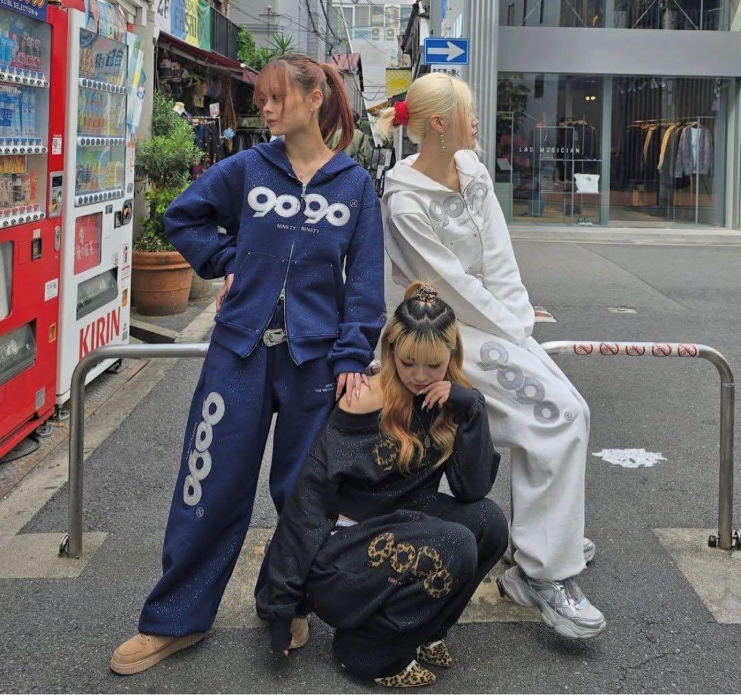トップス 9090 girl Logo Glitter Zip Hoodie