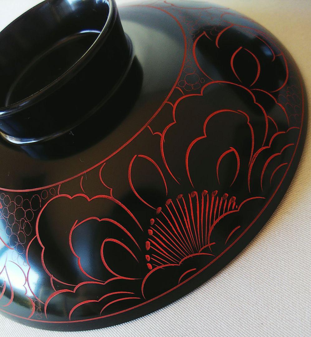 ★おまとめ歓迎★沈朱牡丹彫 ★越前塗★椀 10客★殆んど未使用