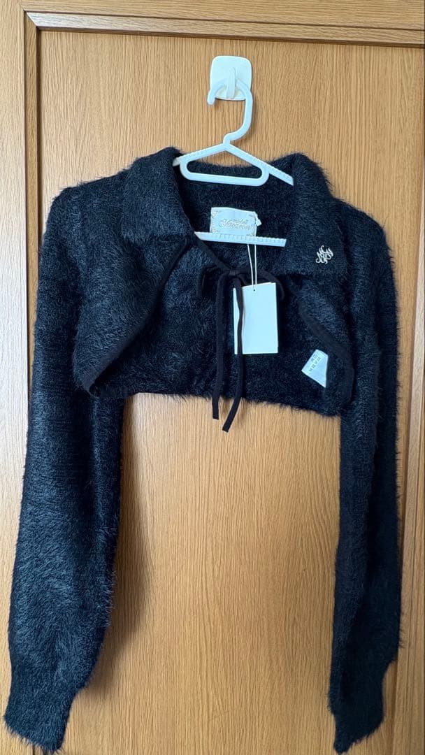 ぬるま湯　シャギーボレロsetギンガムチェックロングワンピ