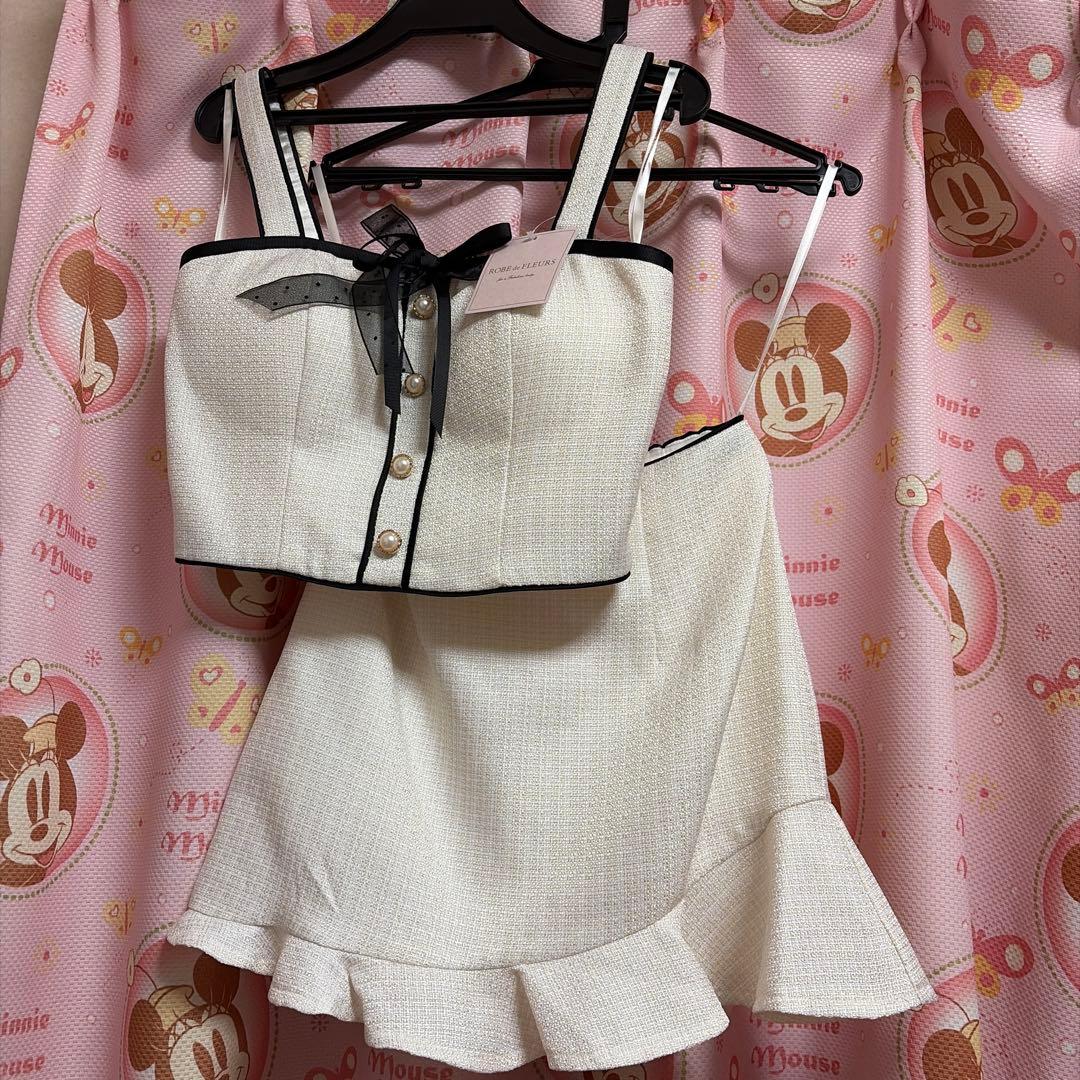 ROBE de FLEURS ホワイトキャミソールドレス