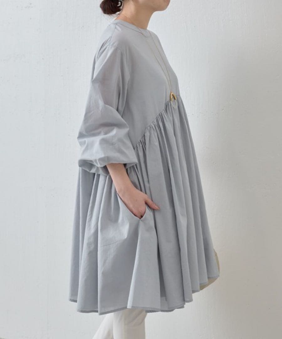 ✨定価約2万円✨ビアズリー　ギャザーチュニック　長袖　コットン100% F