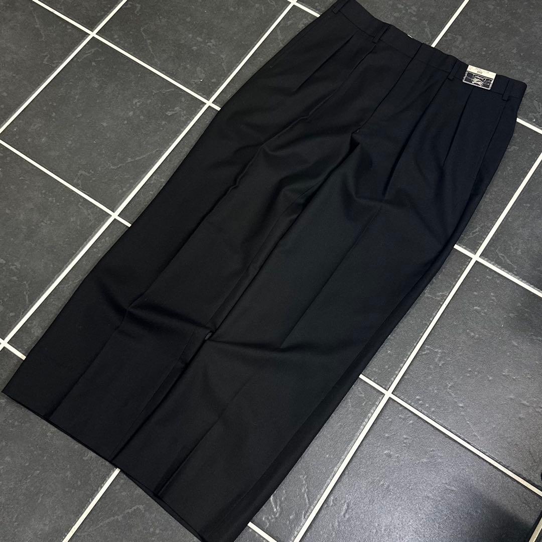 80s Burberry 【ウールギャバ　ツータック　ワイドスラックス　極太】