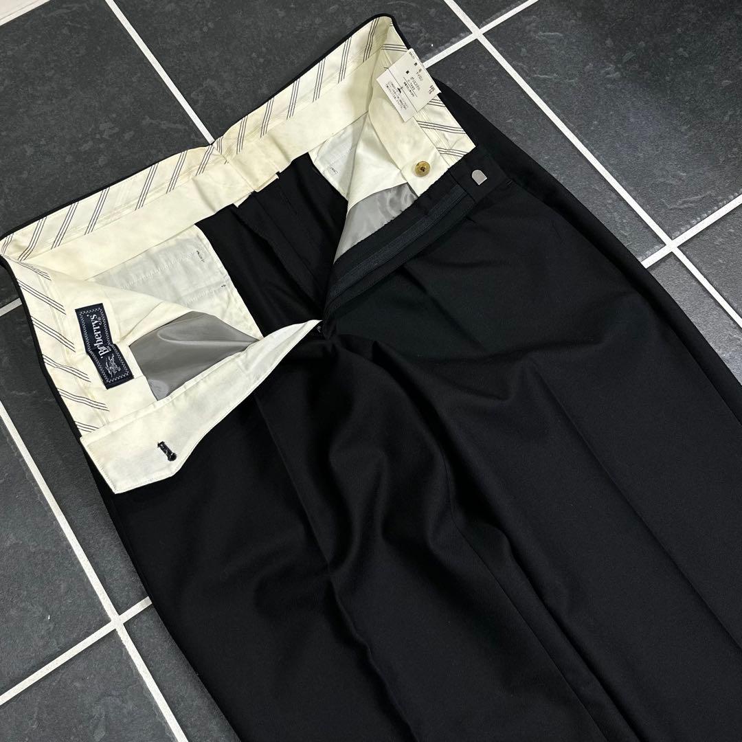 80s Burberry 【ウールギャバ　ツータック　ワイドスラックス　極太】