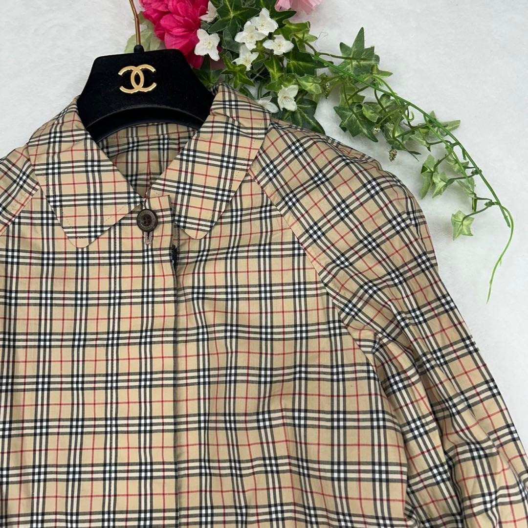 E827 美品 140 バーバリー ひざ丈 シャツワンピース レディース キッズ