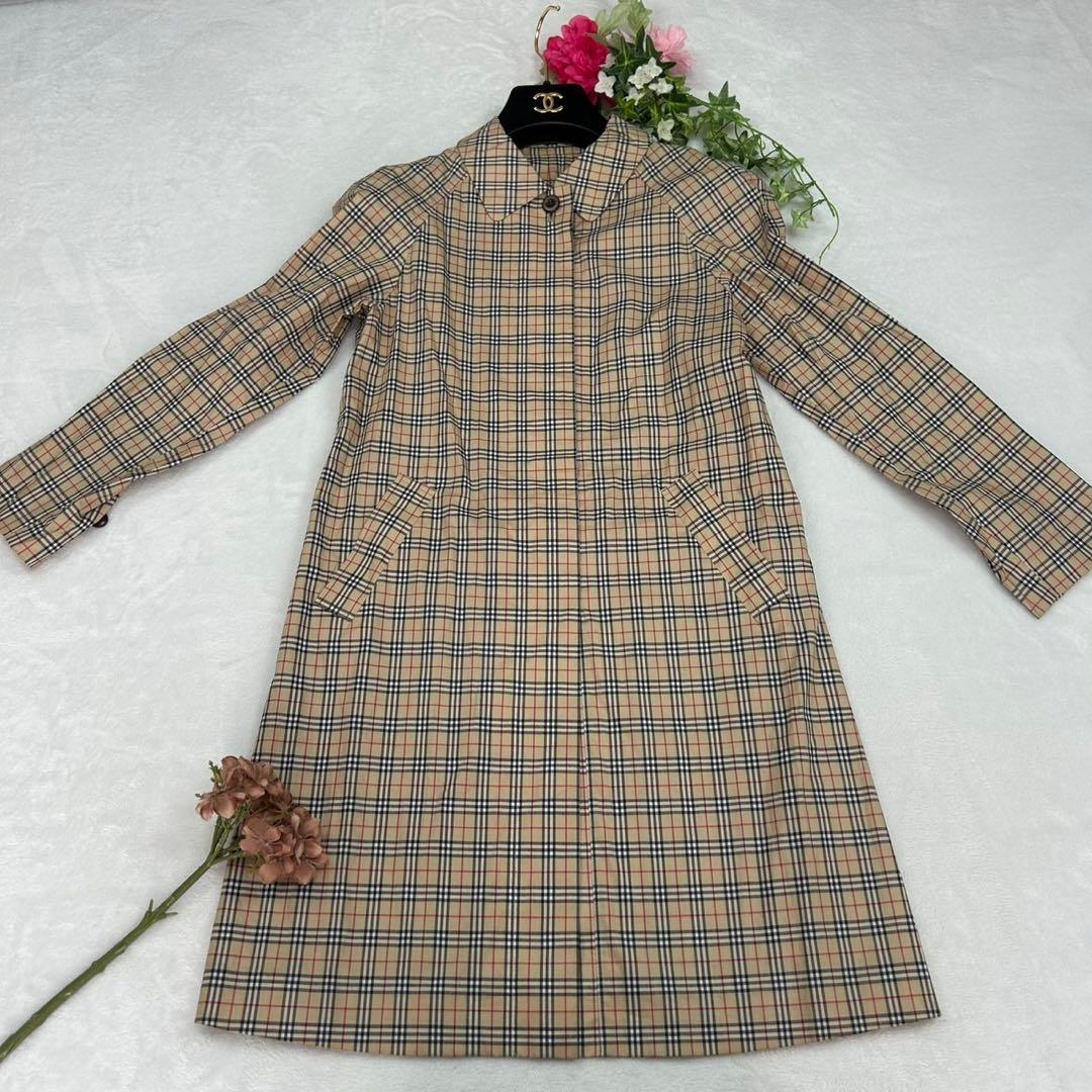 E827 美品 140 バーバリー ひざ丈 シャツワンピース レディース キッズ