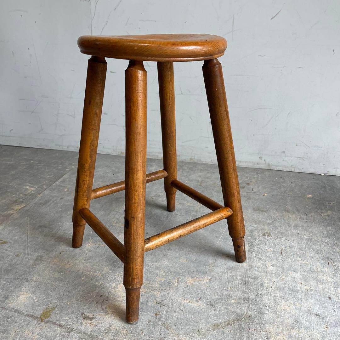 アンティーク スツール 椅子 無垢材 シャビー z664