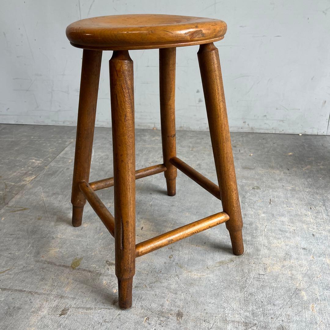 アンティーク スツール 椅子 無垢材 シャビー z664