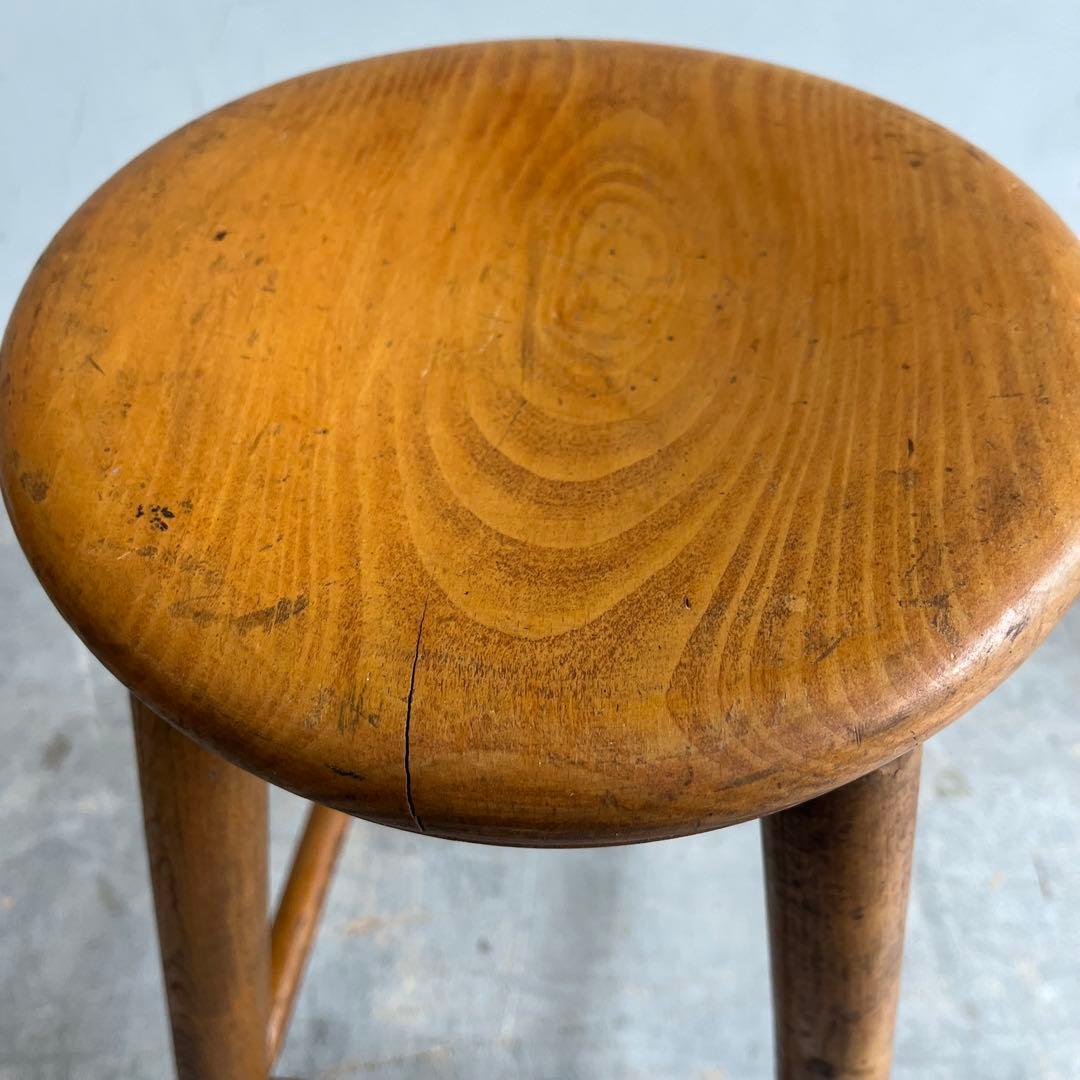アンティーク スツール 椅子 無垢材 シャビー z664
