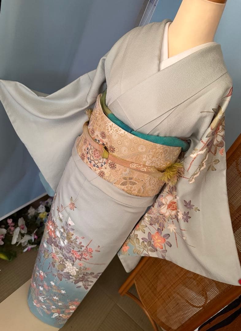 訪問着フルセット、四季の花、グラデーション