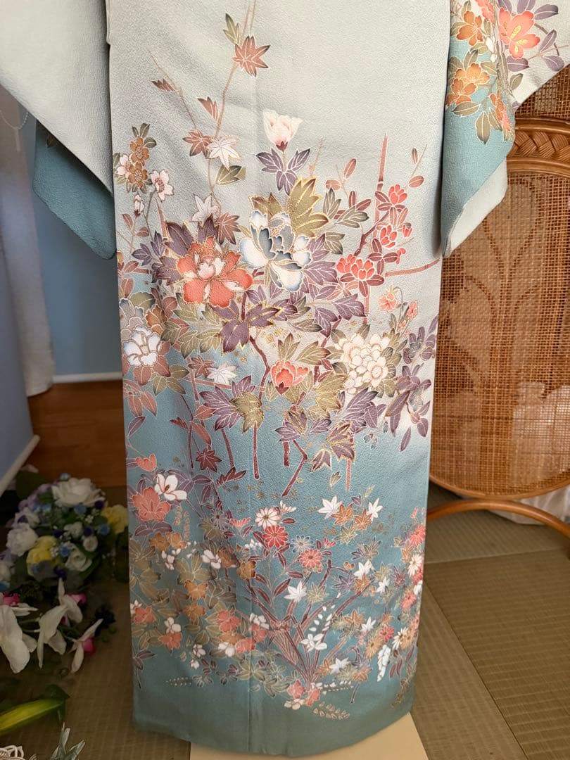 訪問着フルセット、四季の花、グラデーション