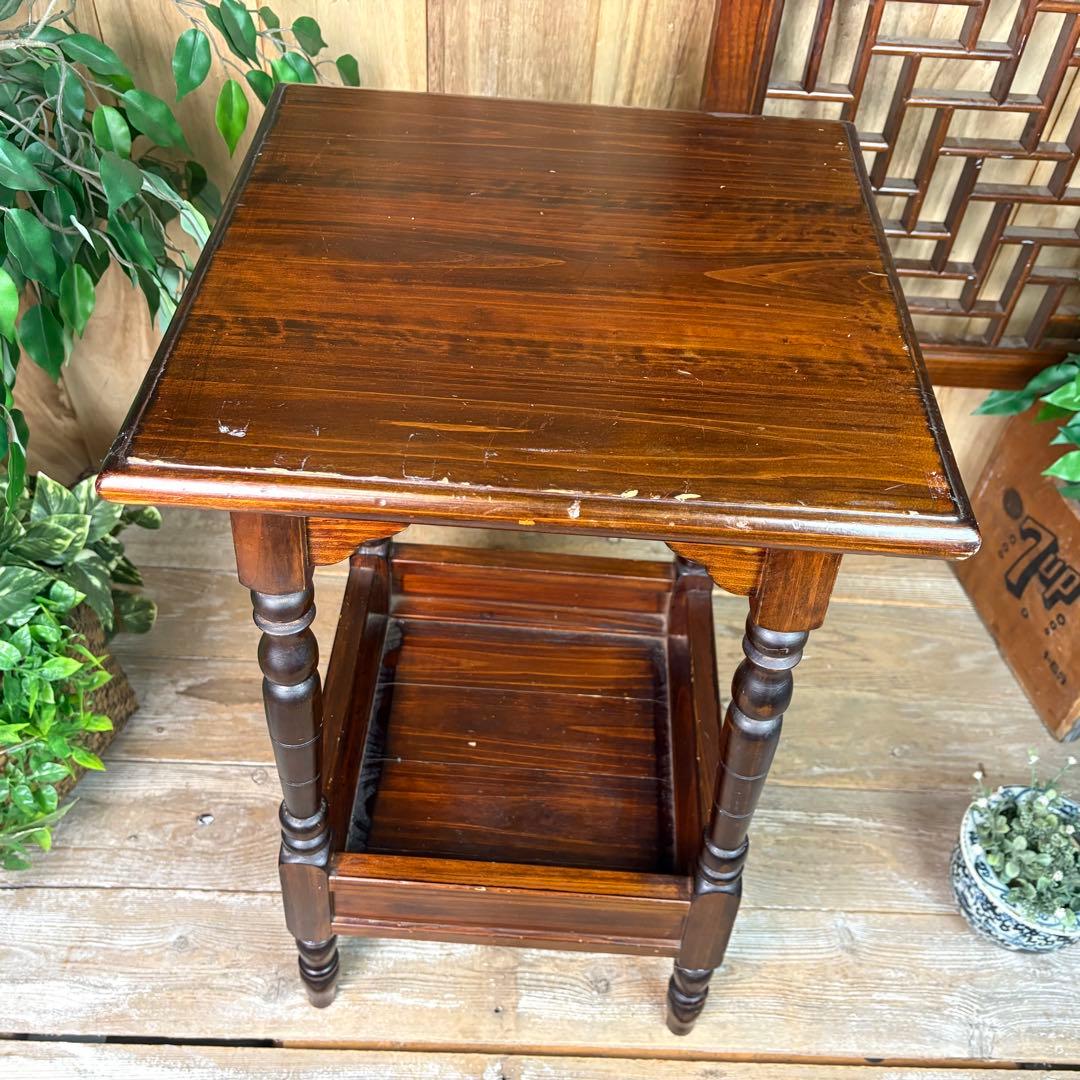 アンティークビンテージ年代物木製サイドテーブル飾り台花台置台ディスプレイ台