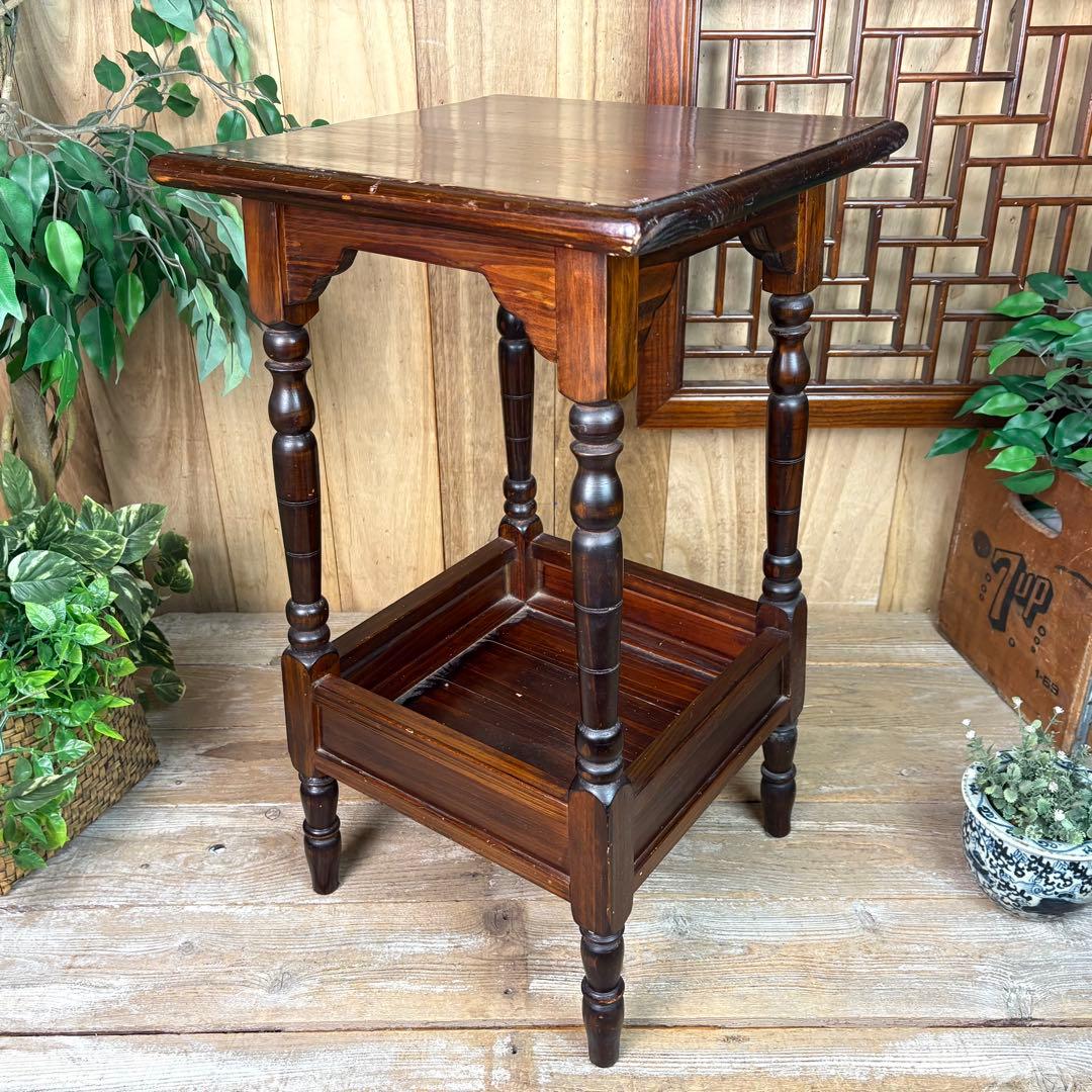 アンティークビンテージ年代物木製サイドテーブル飾り台花台置台ディスプレイ台