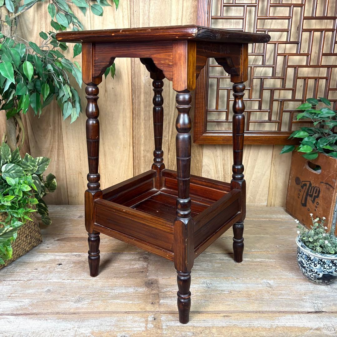 アンティークビンテージ年代物木製サイドテーブル飾り台花台置台ディスプレイ台