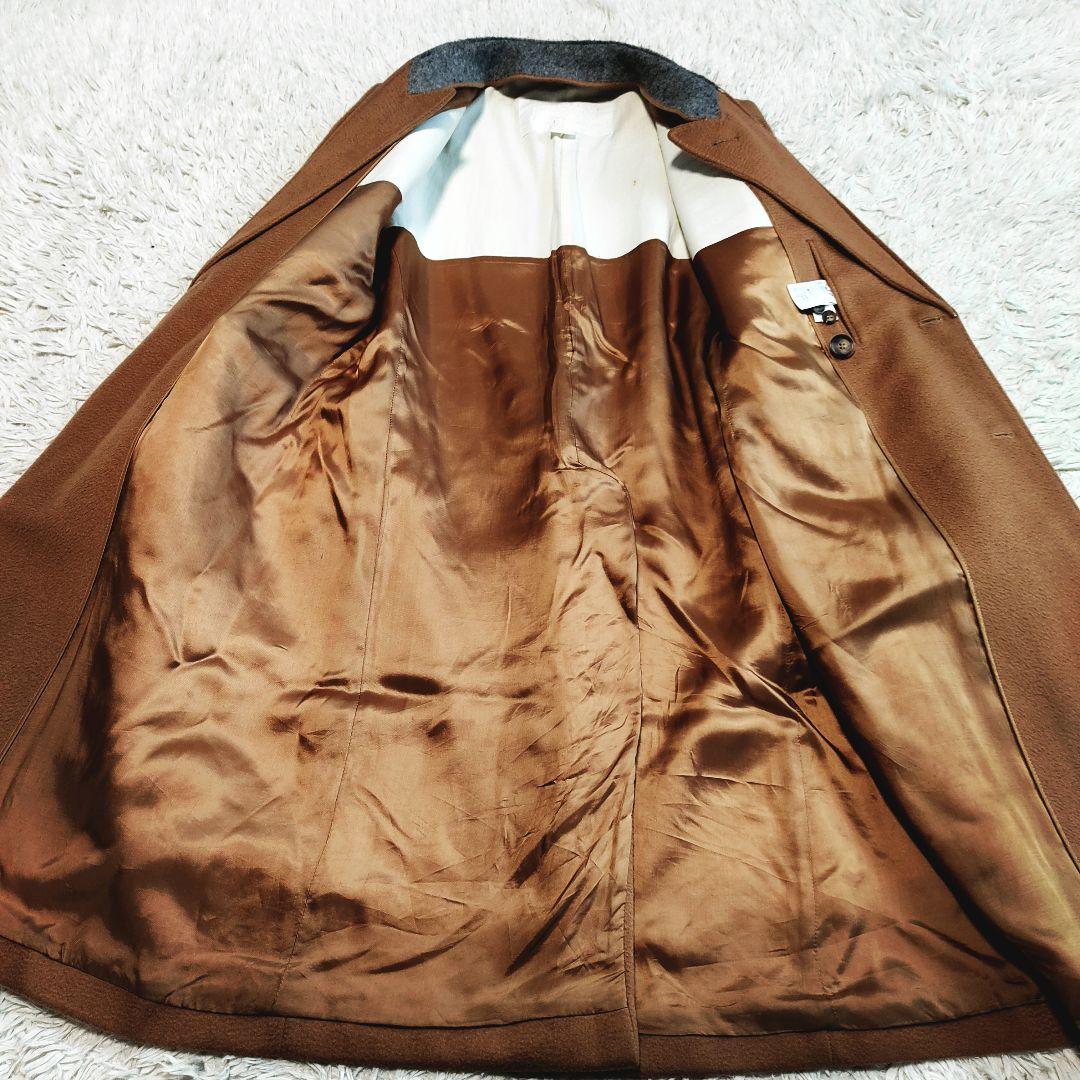 メゾンマルジェラ チェスターコート ダブルボタン ノーカラー キャメル ウール