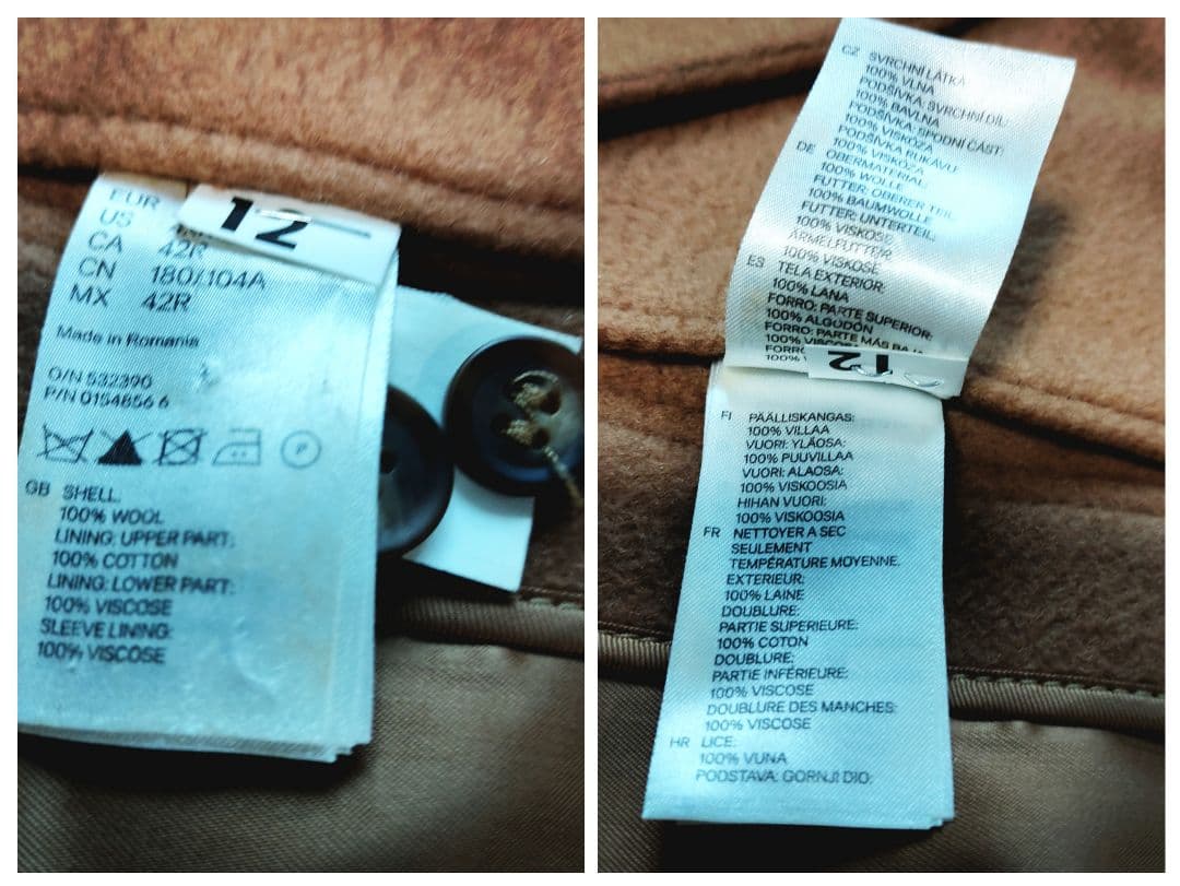 メゾンマルジェラ チェスターコート ダブルボタン ノーカラー キャメル ウール