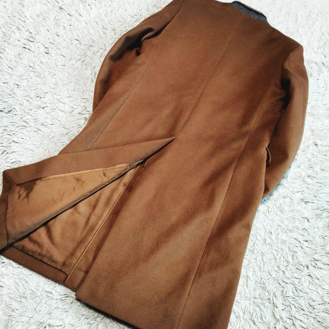 メゾンマルジェラ チェスターコート ダブルボタン ノーカラー キャメル ウール