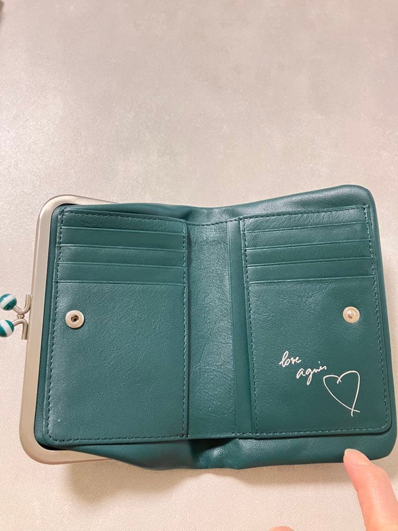 agnès b. ダークグリーン 二つ折り財布