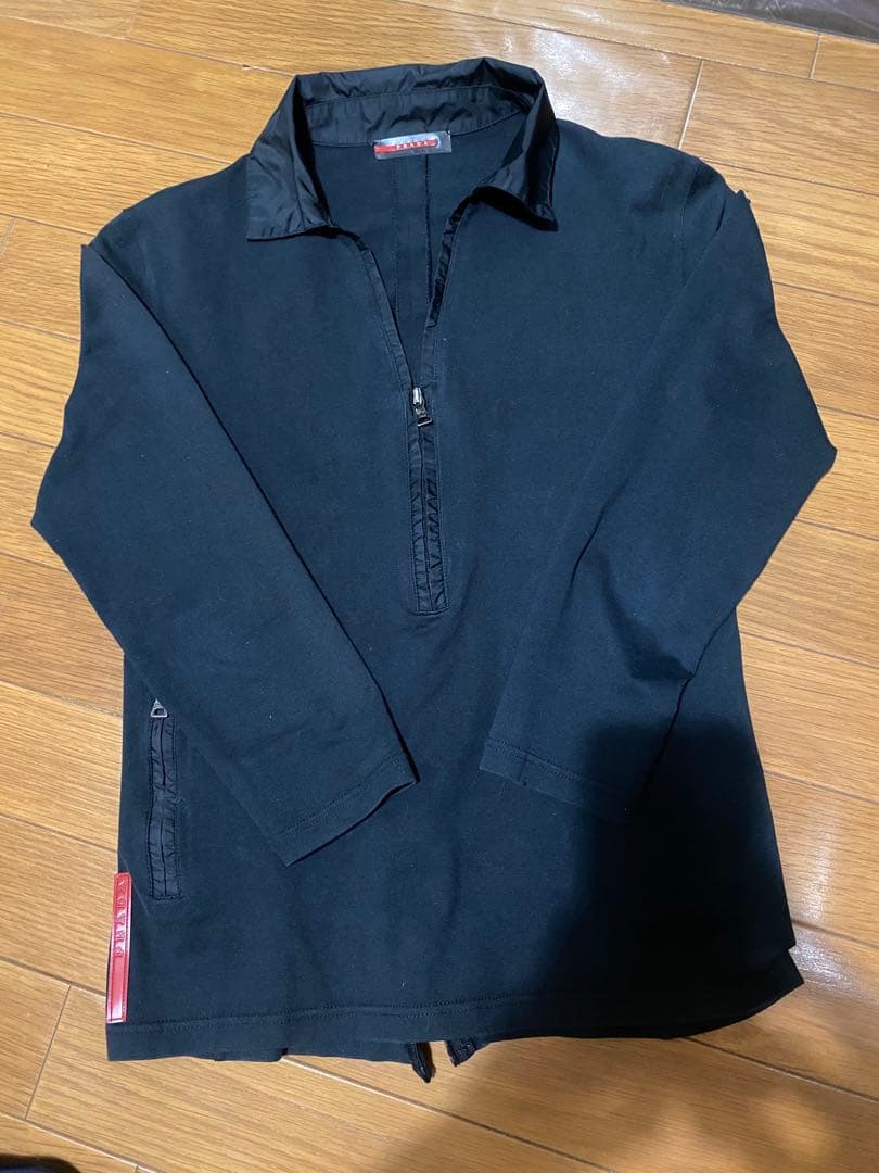 PRADA ブラック 長袖ポロシャツ