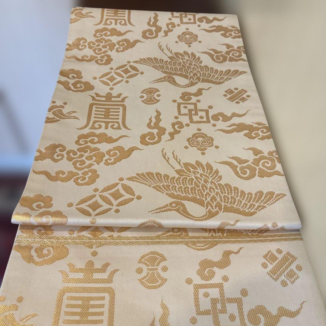 v*o様 傳匠名錦　龍村晋「龍崔鳳福文錦」 全通袋帯　落款入り