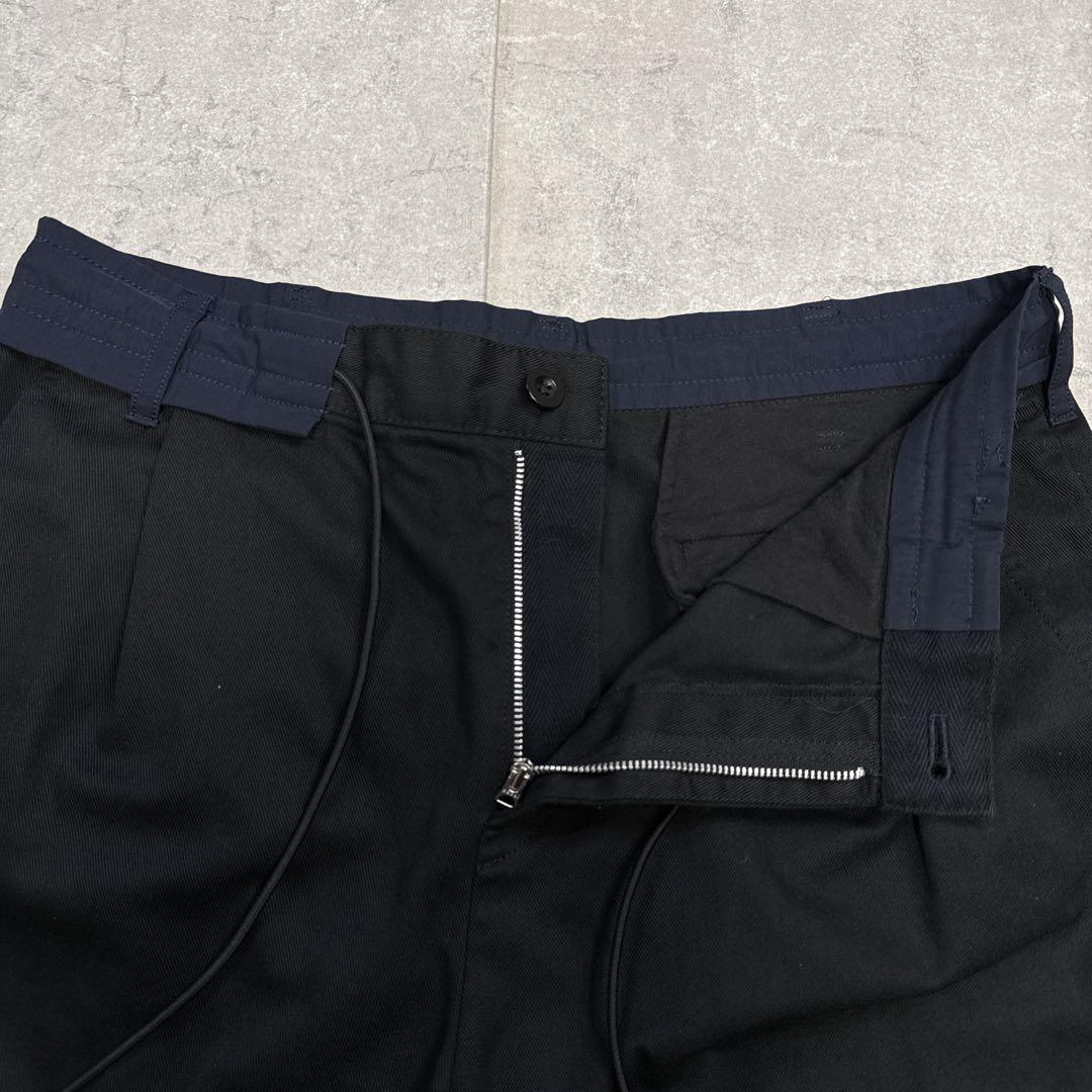 sacai サカイ ナイロン切替 ワイド テーパードパンツ黒 21AW ３