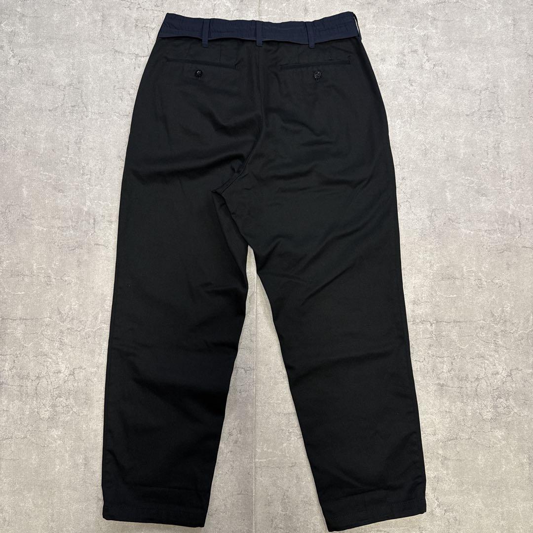 sacai サカイ ナイロン切替 ワイド テーパードパンツ黒 21AW ３