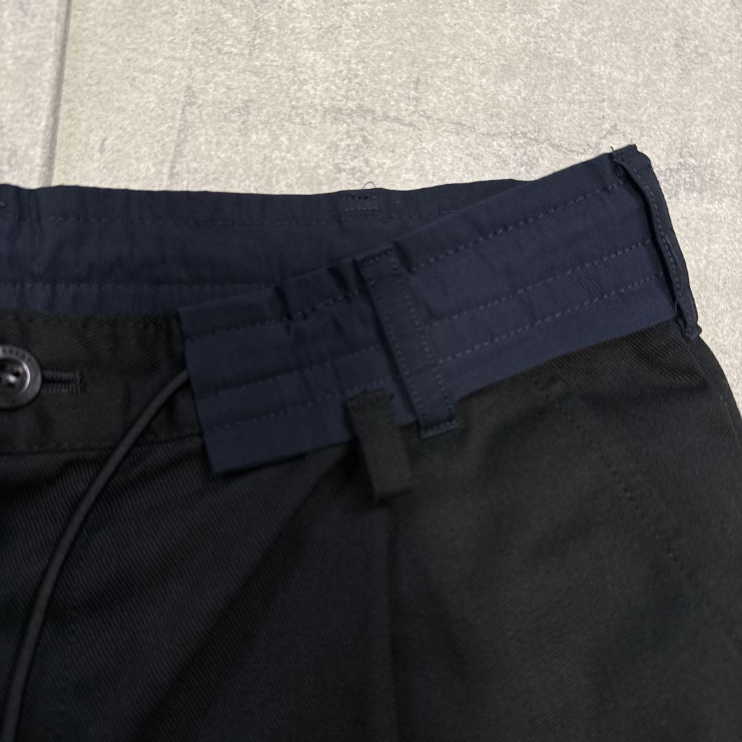 sacai サカイ ナイロン切替 ワイド テーパードパンツ黒 21AW ３