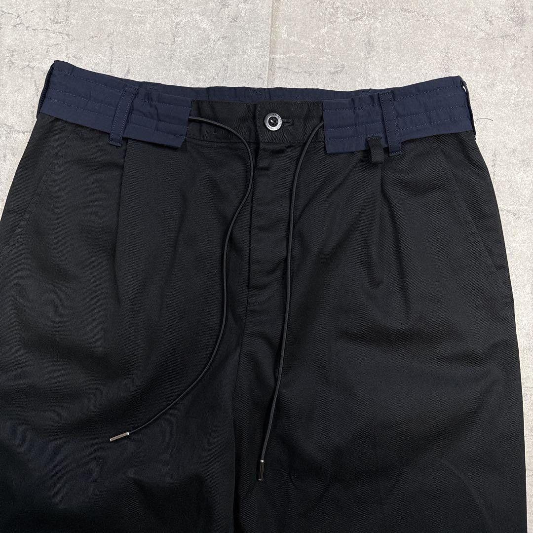sacai サカイ ナイロン切替 ワイド テーパードパンツ黒 21AW ３