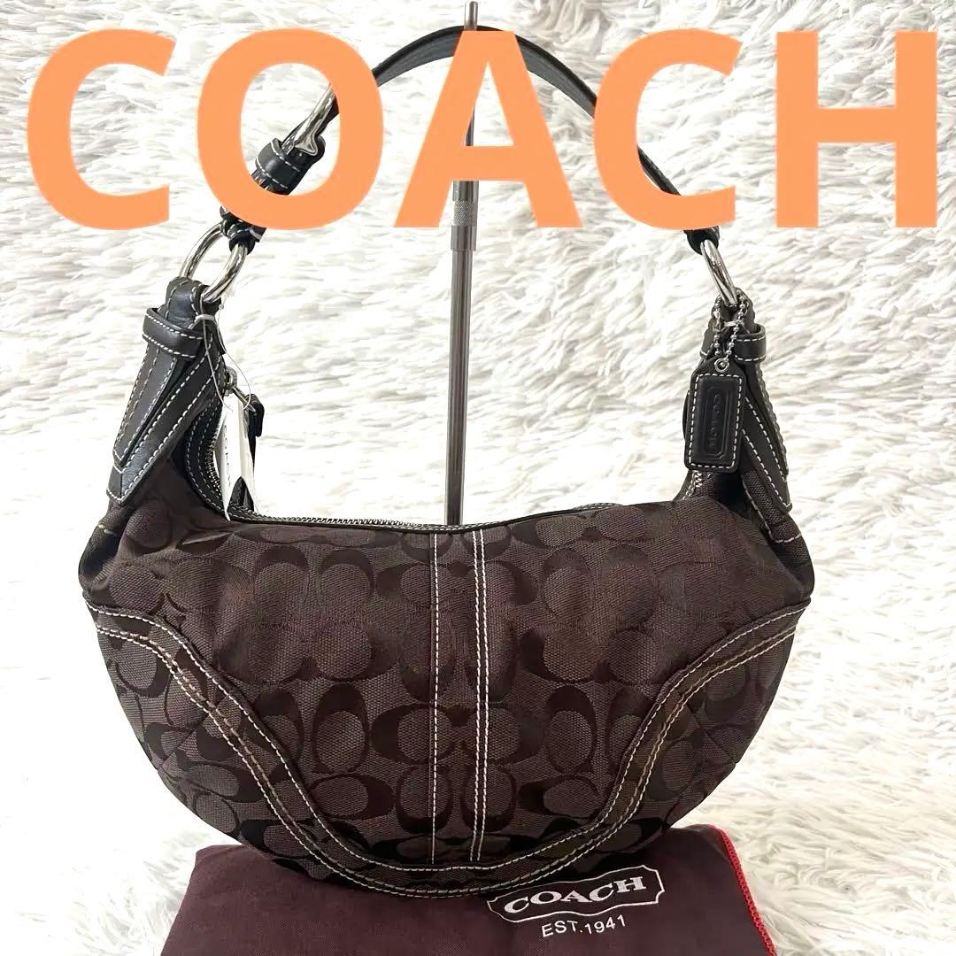 【新品タグ付き】希少✨COACH コーチ ワンショルダー ハーフムーン 茶