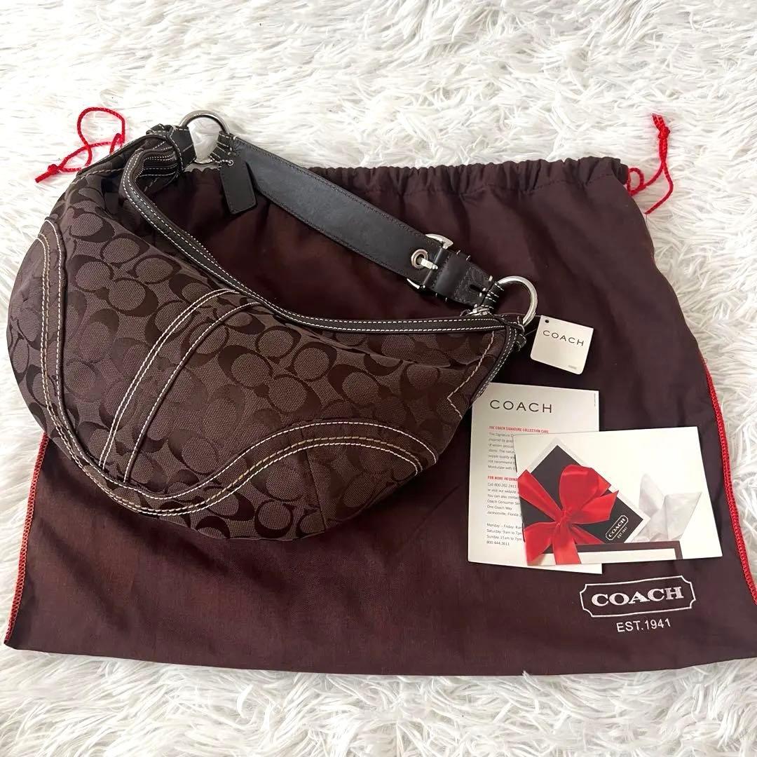 【新品タグ付き】希少✨COACH コーチ ワンショルダー ハーフムーン 茶