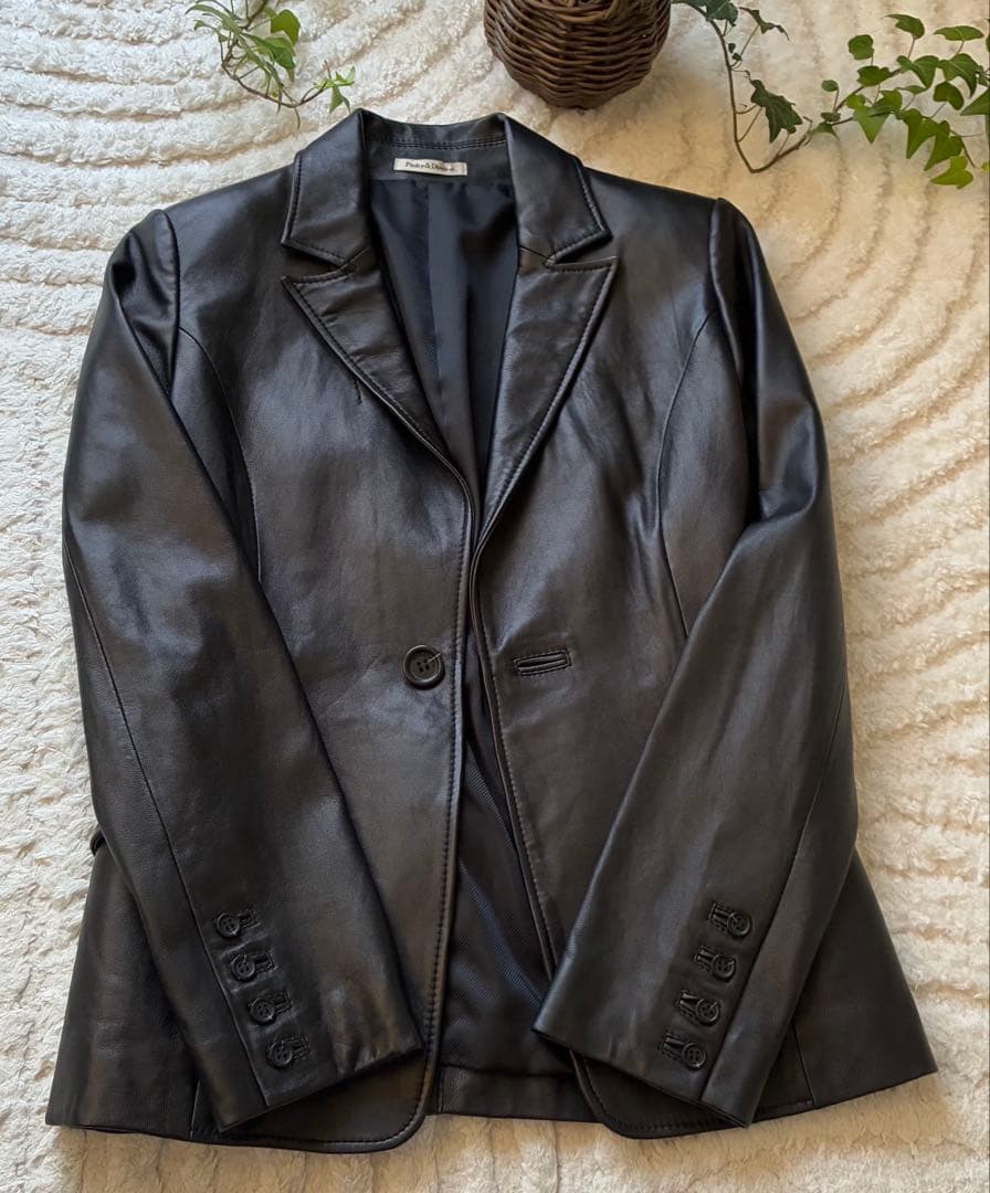 Pinky & Dianne 本革 ラムレザー ジャケット 38 ブラック 美品