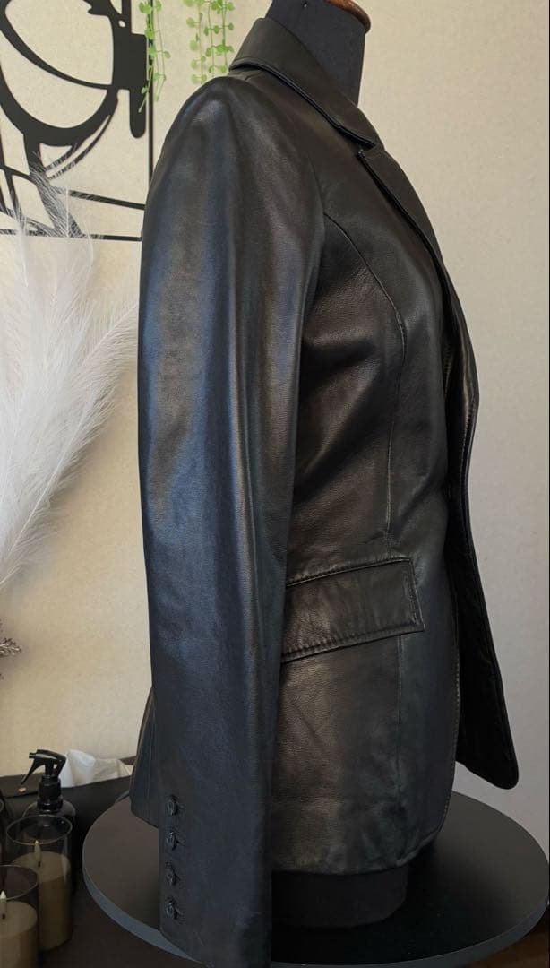 Pinky & Dianne 本革 ラムレザー ジャケット 38 ブラック 美品