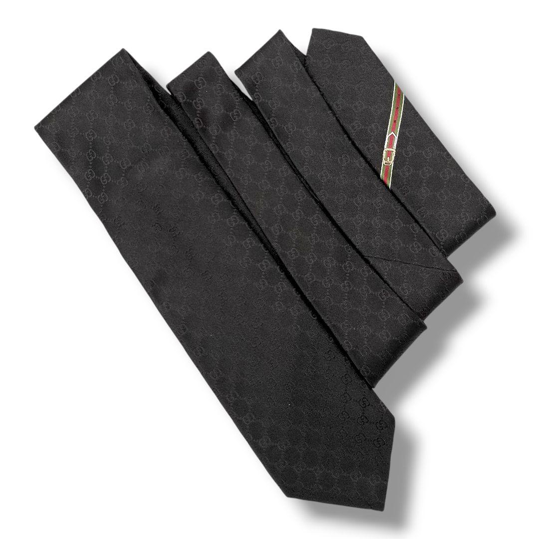 極美品　現行タグ　グッチ　ソリッド　GGパターン　シェリーライン　ジャガード　黒