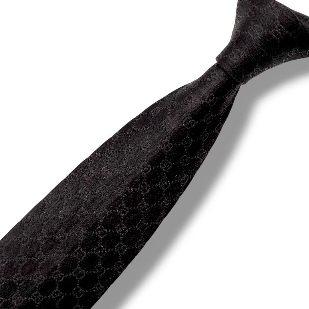 極美品　現行タグ　グッチ　ソリッド　GGパターン　シェリーライン　ジャガード　黒