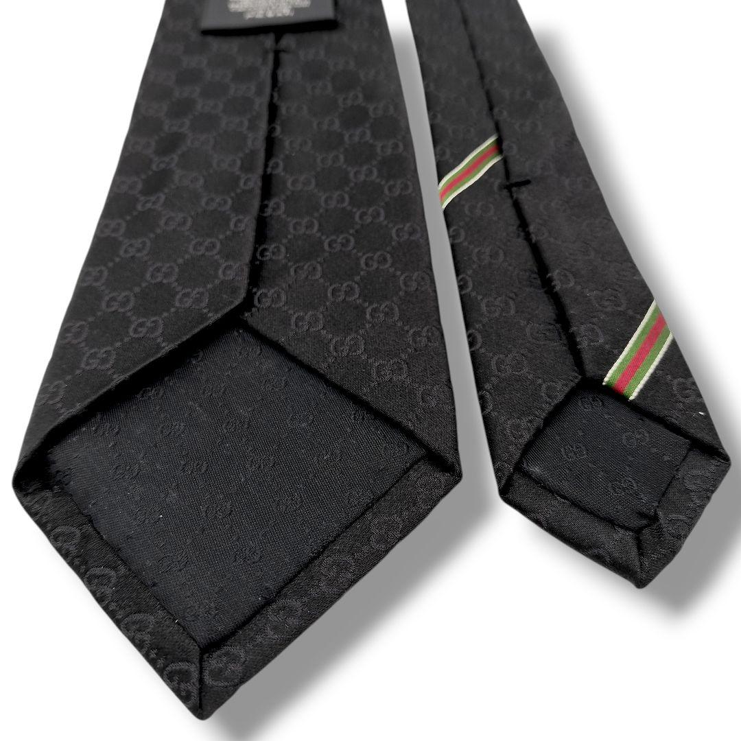 極美品　現行タグ　グッチ　ソリッド　GGパターン　シェリーライン　ジャガード　黒