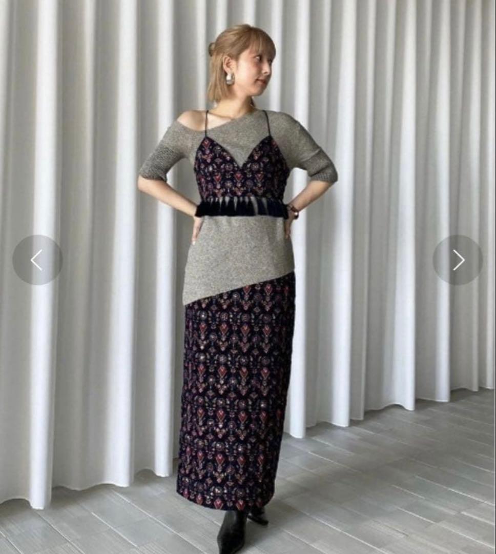 Ameri INDIA EMBROIDERY BUSTIER ネイビー　刺繍