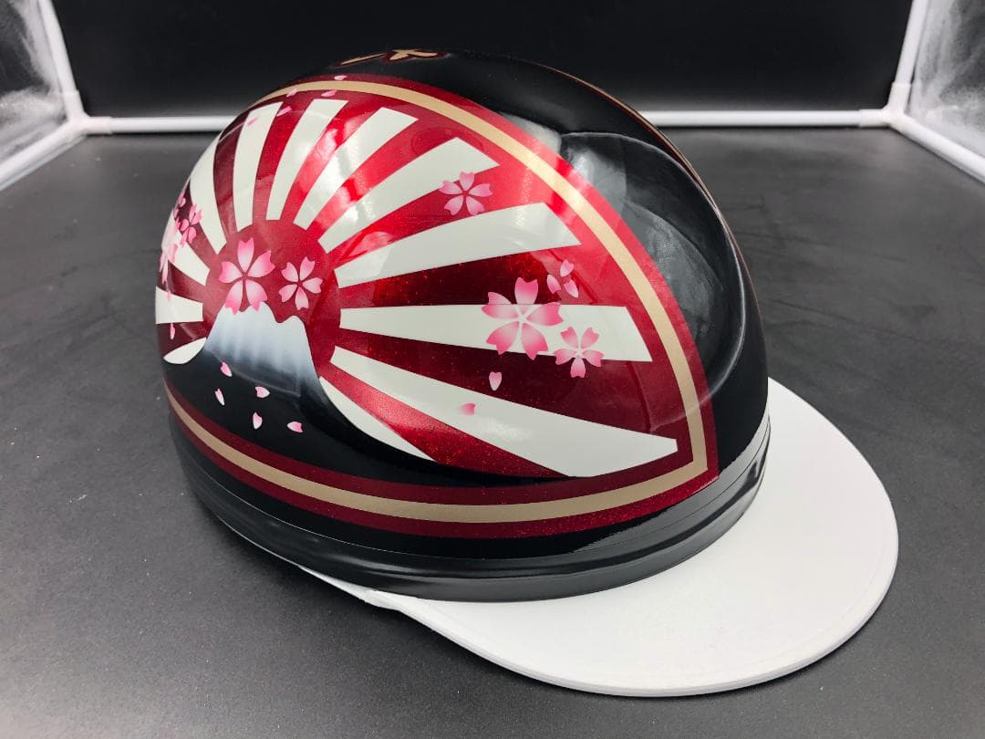 コルク半　カスタム　富士日章　マジック　ブラックホワイトレッド　ラメ　桜