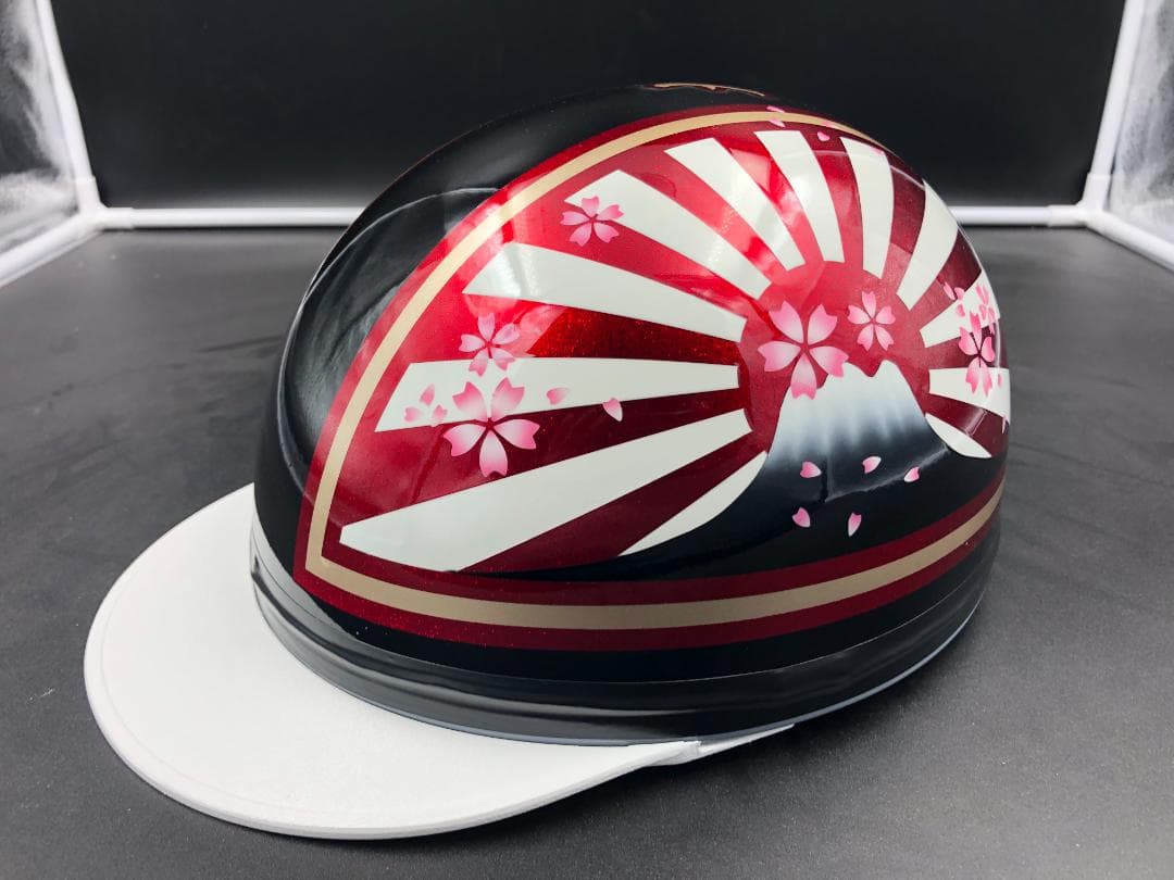 コルク半　カスタム　富士日章　マジック　ブラックホワイトレッド　ラメ　桜