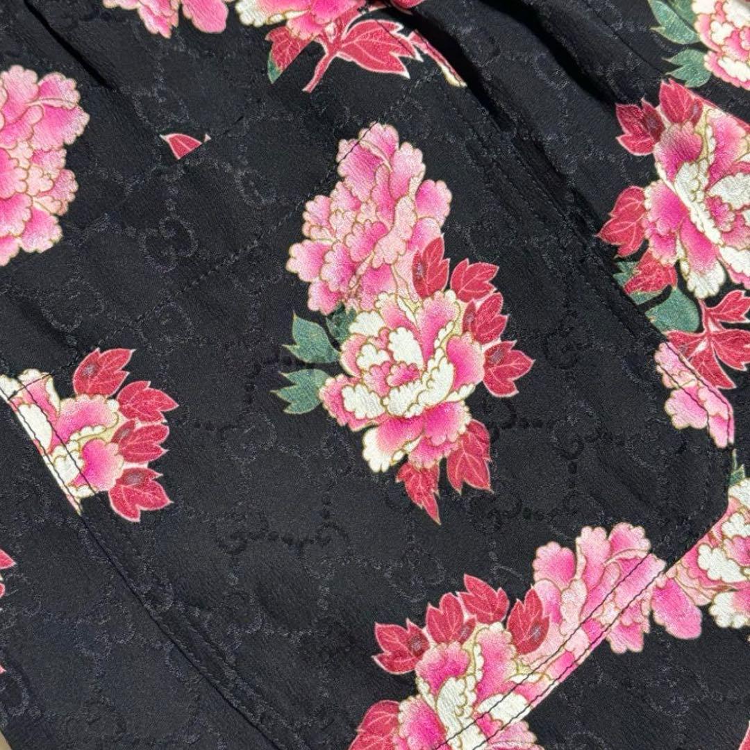 グッチ パンツ 花柄 GG シルク100% 総柄 イタリア製　46サイズ　新品