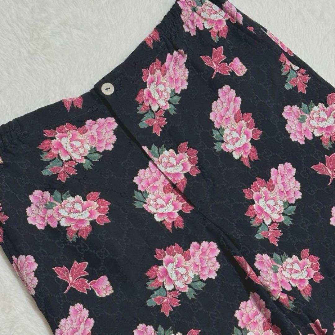 グッチ パンツ 花柄 GG シルク100% 総柄 イタリア製　46サイズ　新品