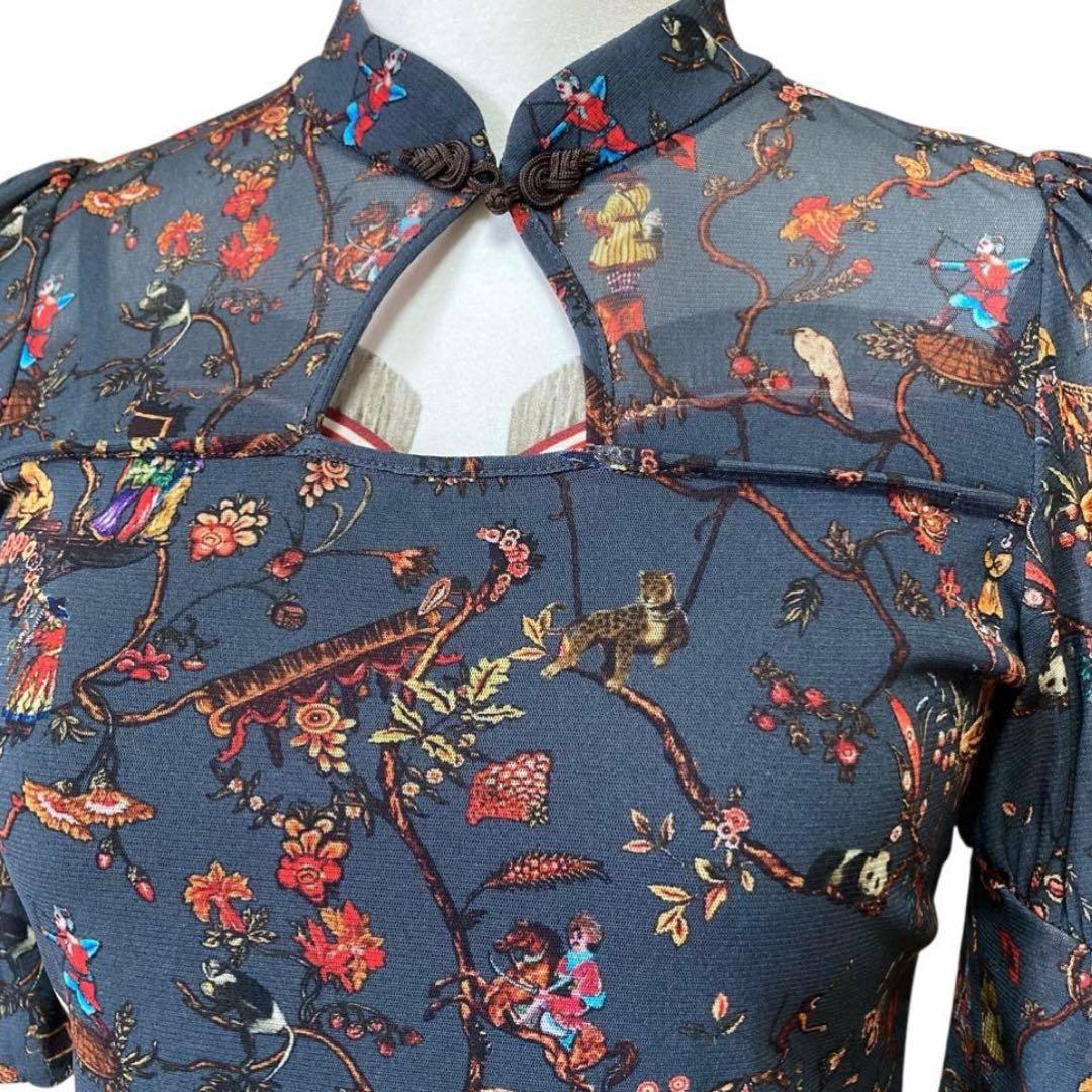 希少/ヴィヴィアンタム/ワンピース/マオカラー/パワーネット/パンダ/シノワズリ